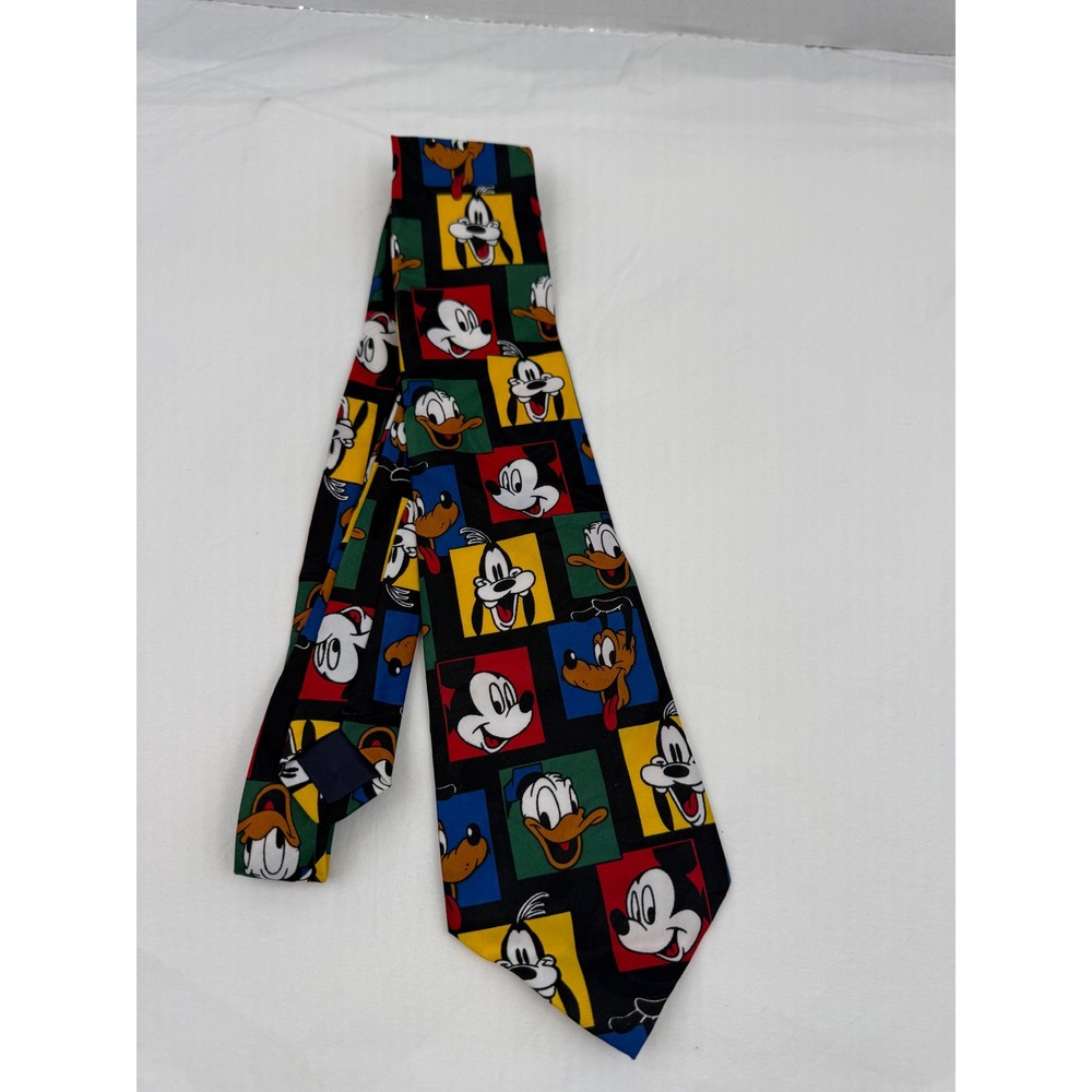 Mickey Unlimited Mickey Mouse Pluto Goofy Donald Silk Tie Necktie Vintage 90s